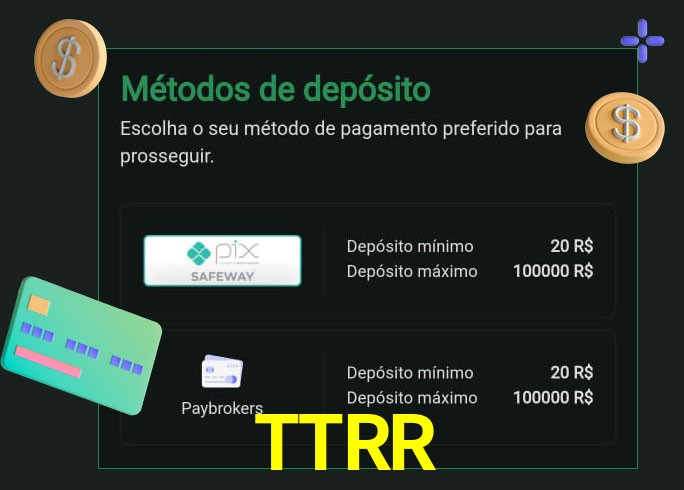 O cassino TTRR oferece uma grande variedade de métodos de pagamento